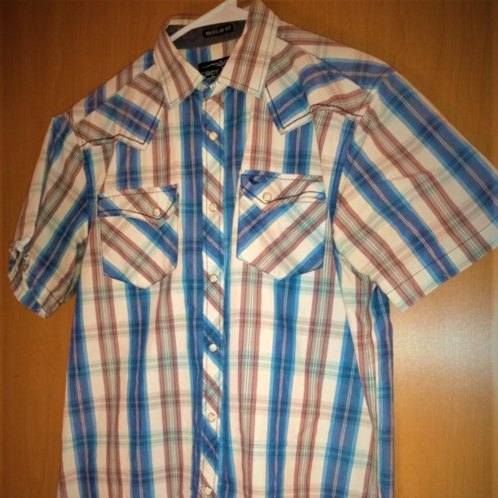 Cody James short sleeve shirt * Blue, white, beige * S